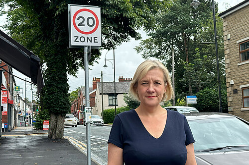 Lisa Smart at the start of a 20mph zone