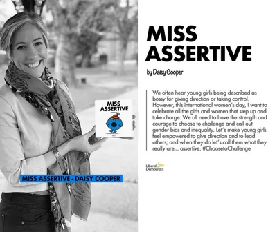 Daisy Cooper with "Miss Assertive" book