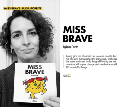 Luisa Porritt with "Miss Brave" book