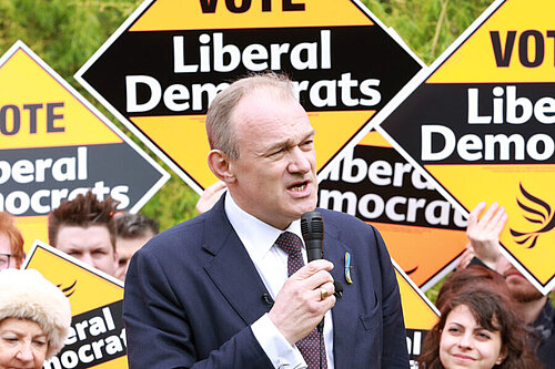 Ed Davey Ed Davey in front of a crowd holding Liberal Democrat posters